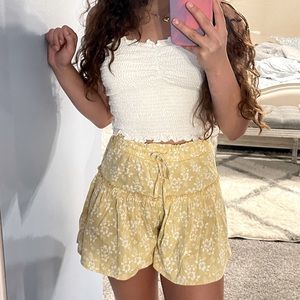 Strapless top and shorts